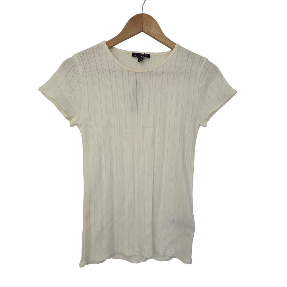 J. Crew Pointelle Short Sleeve T-Shirt Size S Ivory NWT CI597